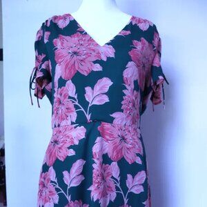 J. Crew Mercantile Women's Floral Midi Dress Size 6 Pink/Green Summer Dress